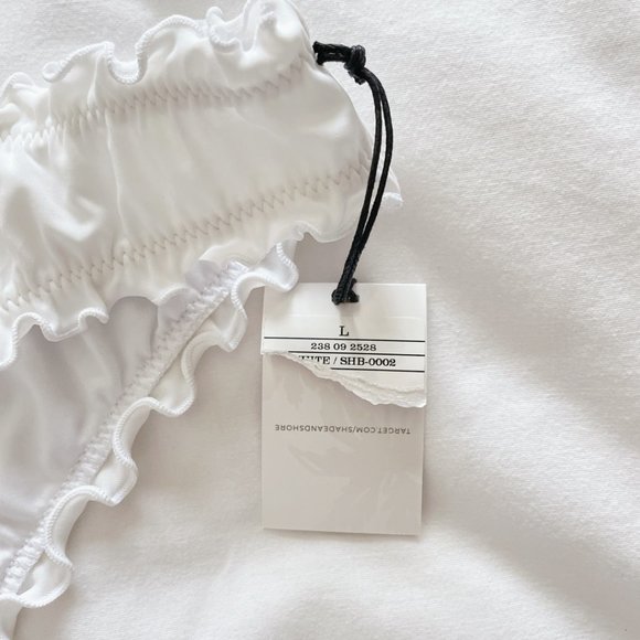 Shade & Shore NWT white Ruffle Cheeky Bikini Bottom large bathing suit swim - Picture 6 of 13